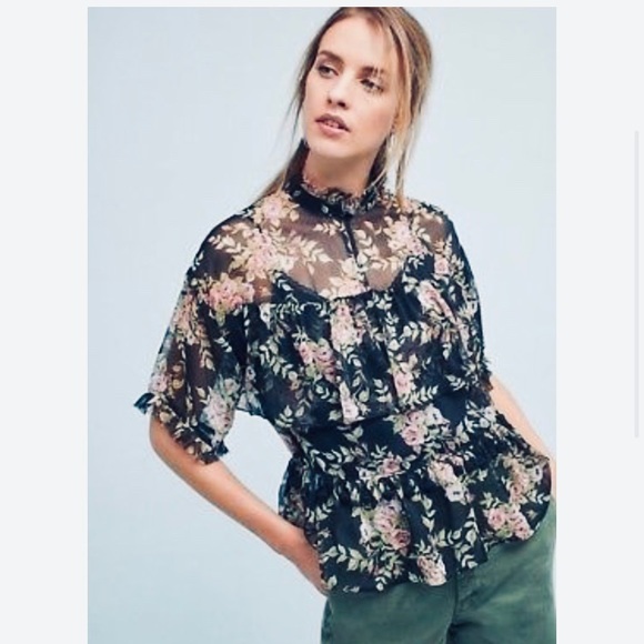 Anthropologie Tops - Anthropologie Eri+Ali floral flounce top